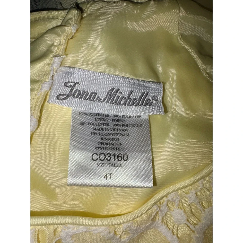 Jona Michelle Girls Yellow Lace Tiered Tulle Party Dress Size 4T CO3160‎